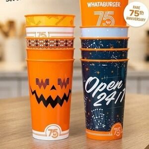 Whataburger 75th Anniversary Plastic Cup Lids Collection Mixed Designs